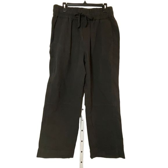 Everlane Women's Black‎ Wide-Leg Ankle Work Pants Size L with Drawstring Closure - Picture 1 of 16